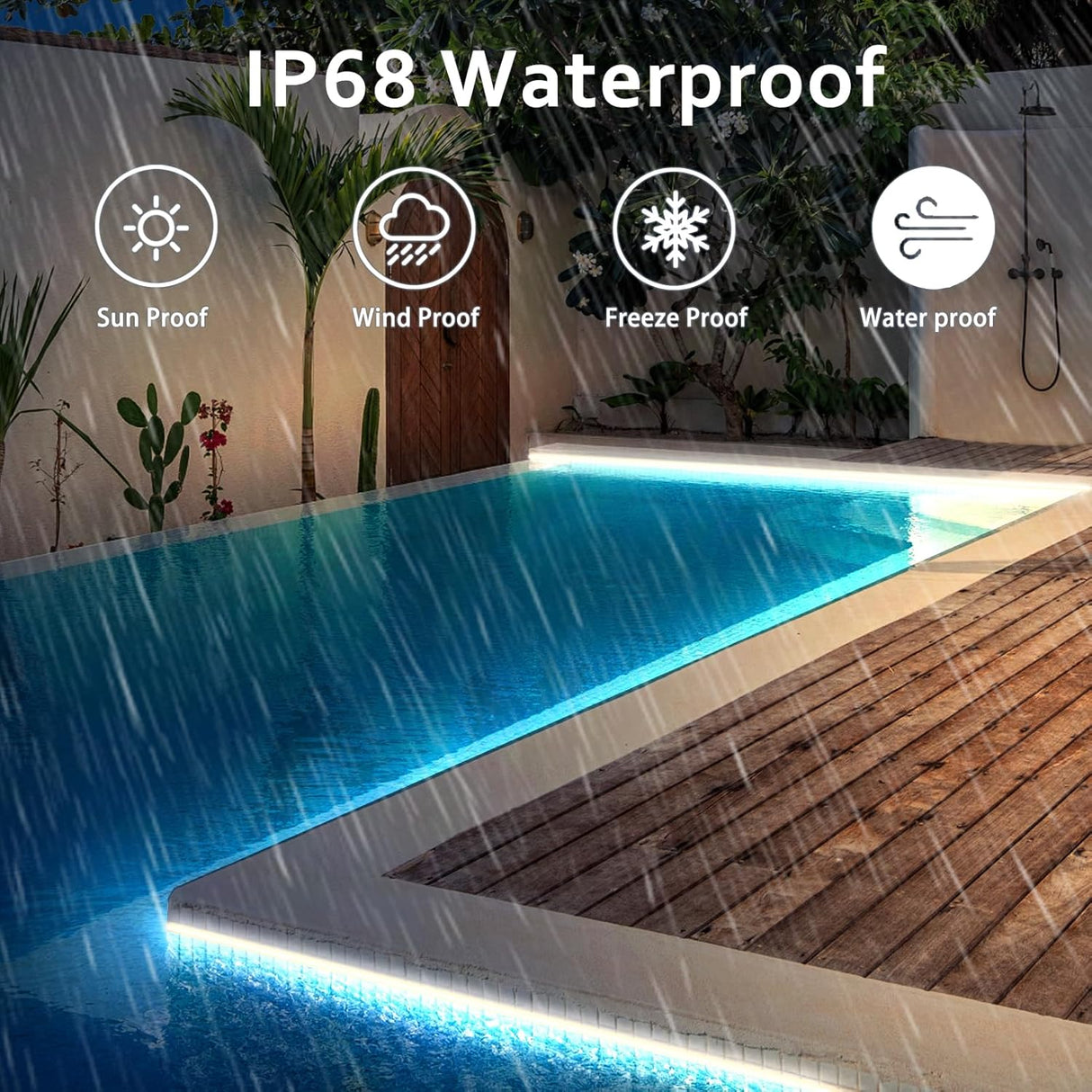 echosari 32.8Ft Solar Strip Lights Outdoor (Cool White)