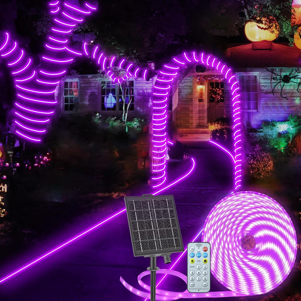 echosari 32.8ft Solar Purple Lights Outdoor