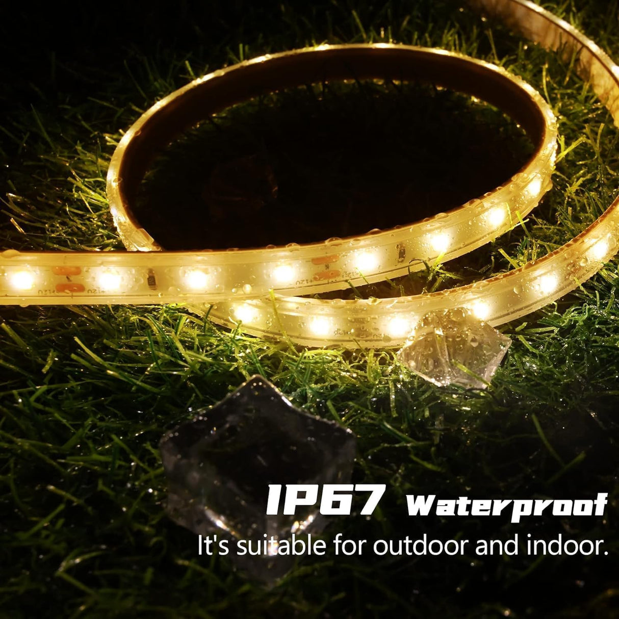 echosari 50ft Solar Strip Lights Outdoor(Warm White)