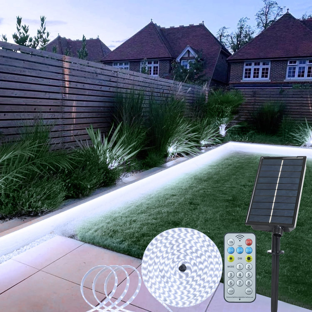echosari 16.4ft Solar Powered Strip Lights(Cool White)